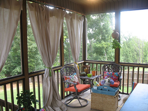 Drop Cloth Curtain Tutorial For The, Porch With Curtains