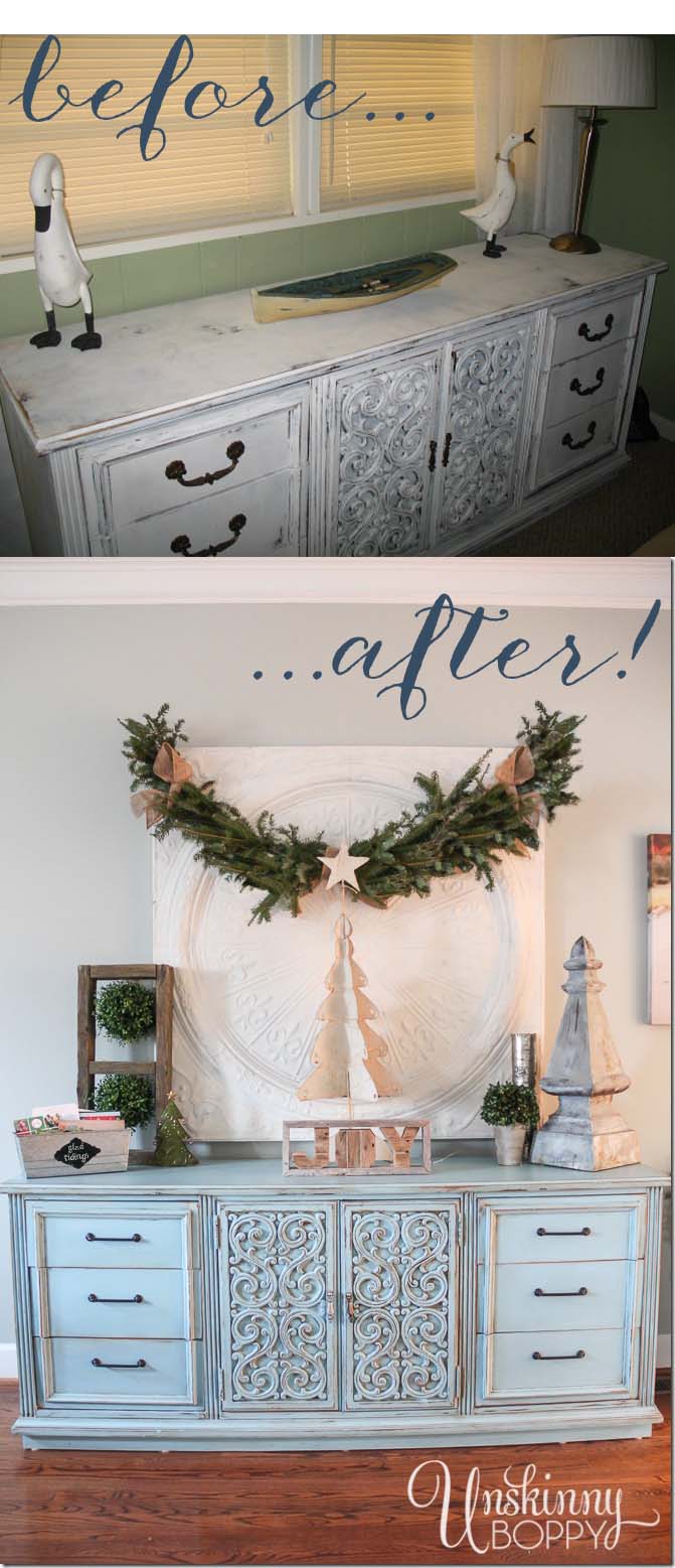 Before and after dresser makeover