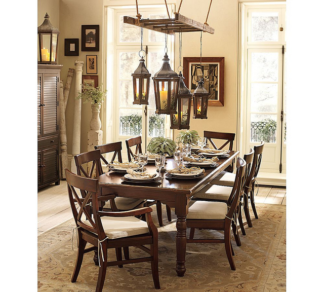 pottery barn ladder over dining table