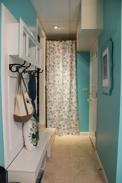 mudroom bench in hallway