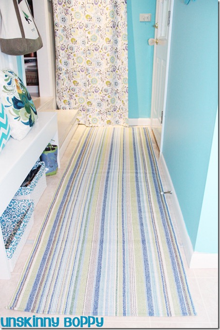 Dash and Albert Aqua Striped Runner Rug in Laundry Room by Unskinny Boppy