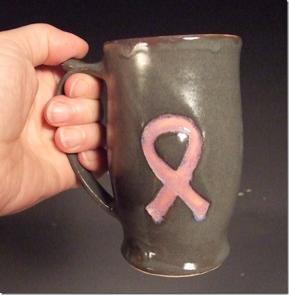 breast cancer awareness mug by Karan's Pots and glass etsy