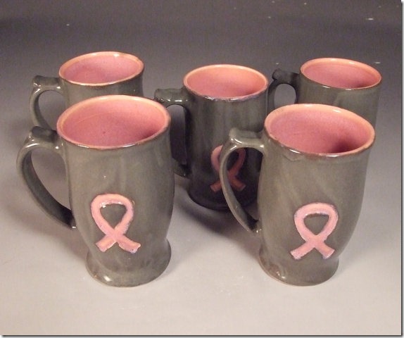 breast cancer awareness mug by Karan's Pots and glass on etsy