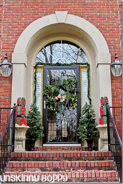 Christmas decor on the front porch