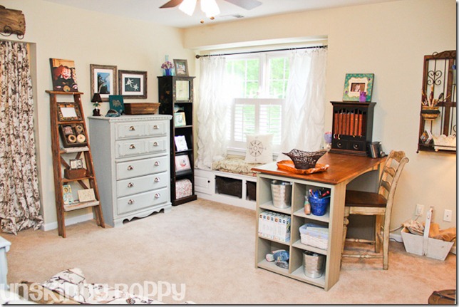 Rustic home office & craft room with craft table