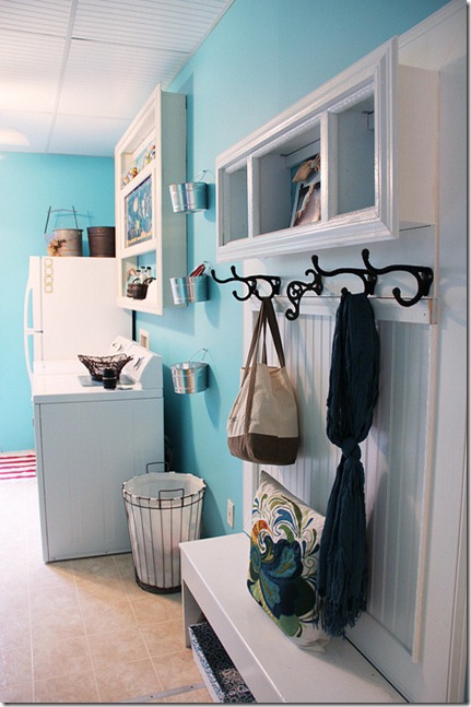 aqua blue laundry room makeover reveal