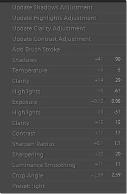 Lightroom settings I use to edit photos in lightroom.