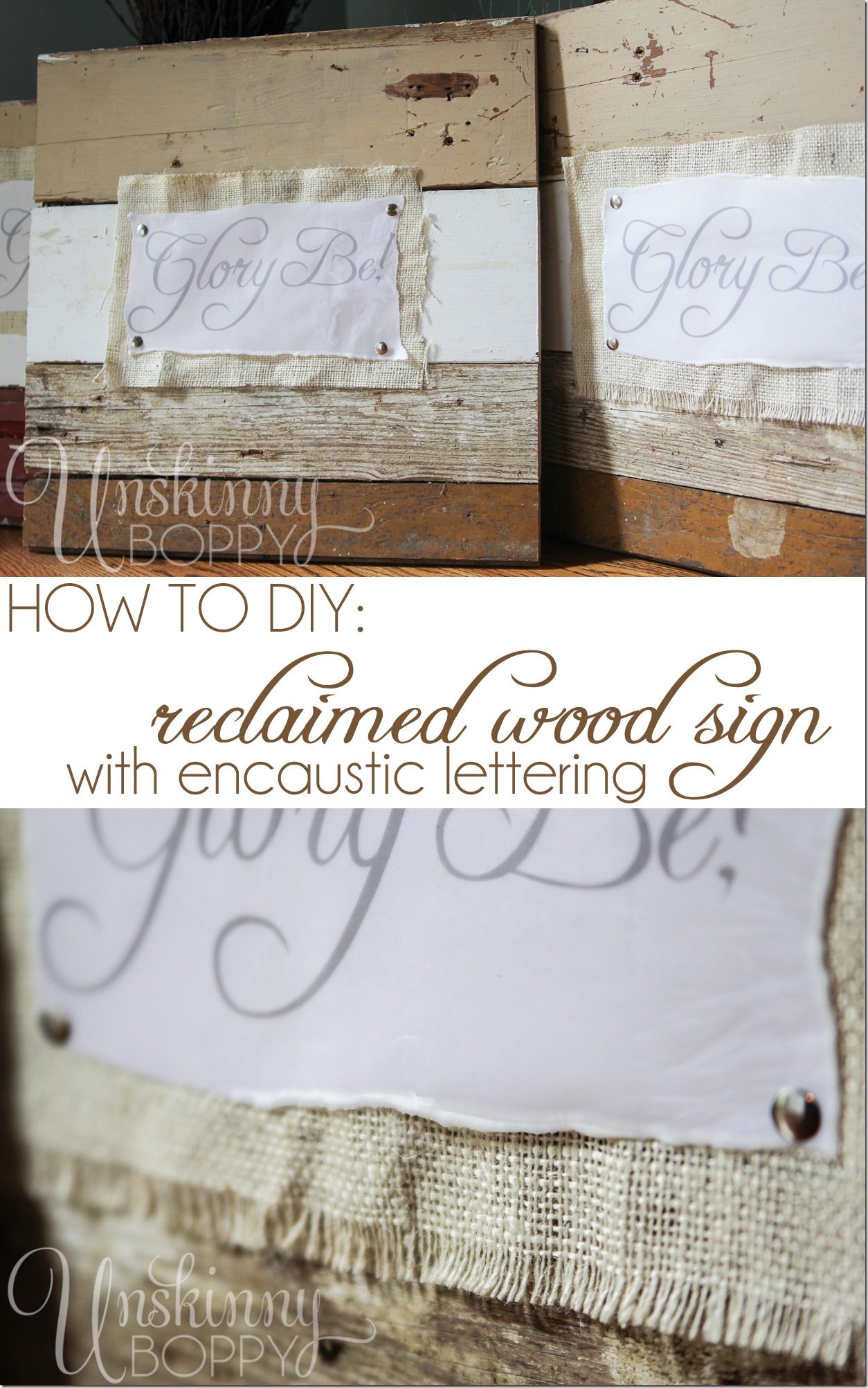 how to diy a reclaimed wood sign with encaustic lettering