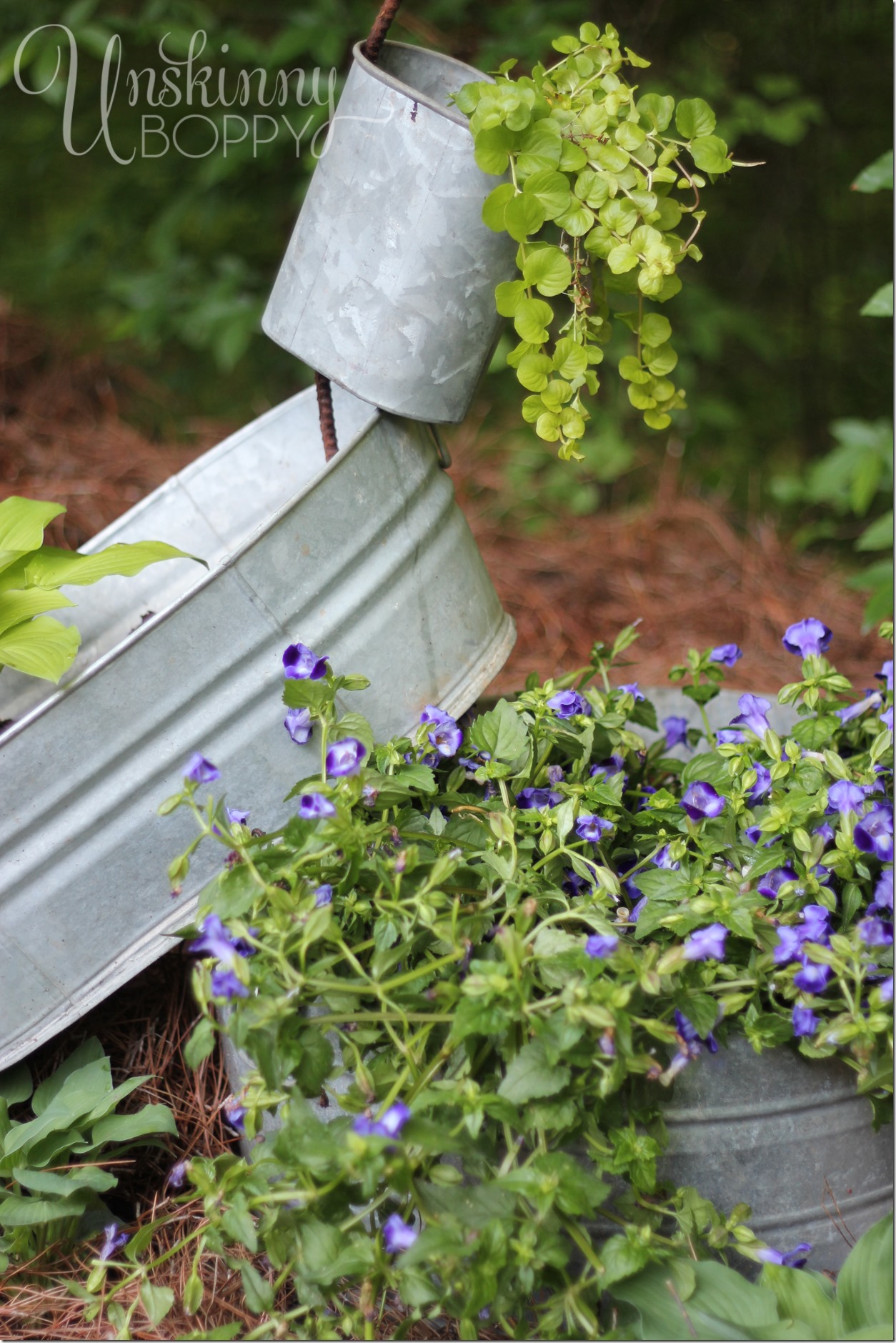 stack pots on rebar  Diy garden projects, Porch garden, Garden projects