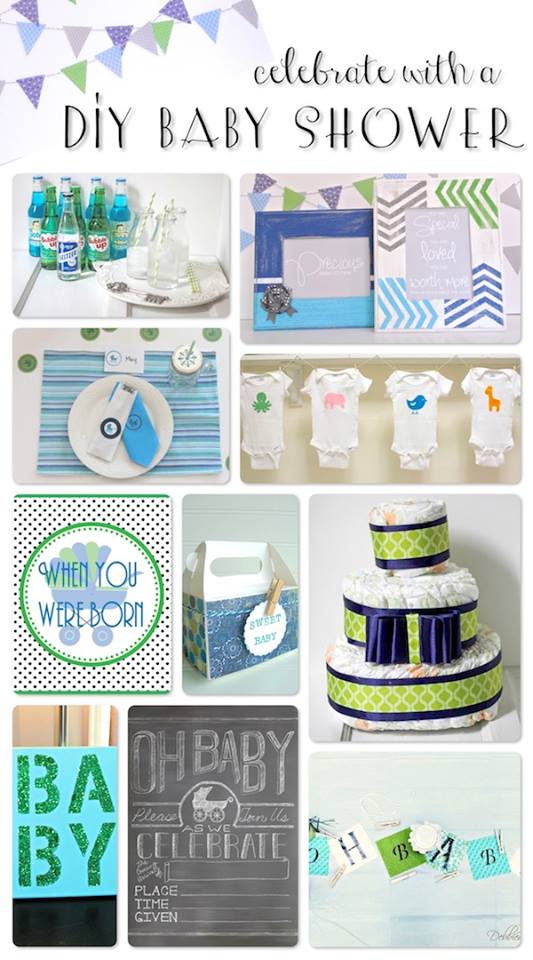 green,blue and white baby shower theme