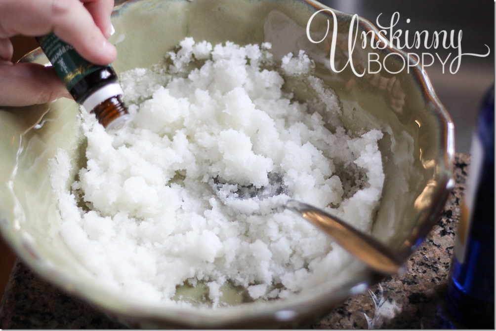 DIY gift- sugar scrub with Young Living peppermint essential oils