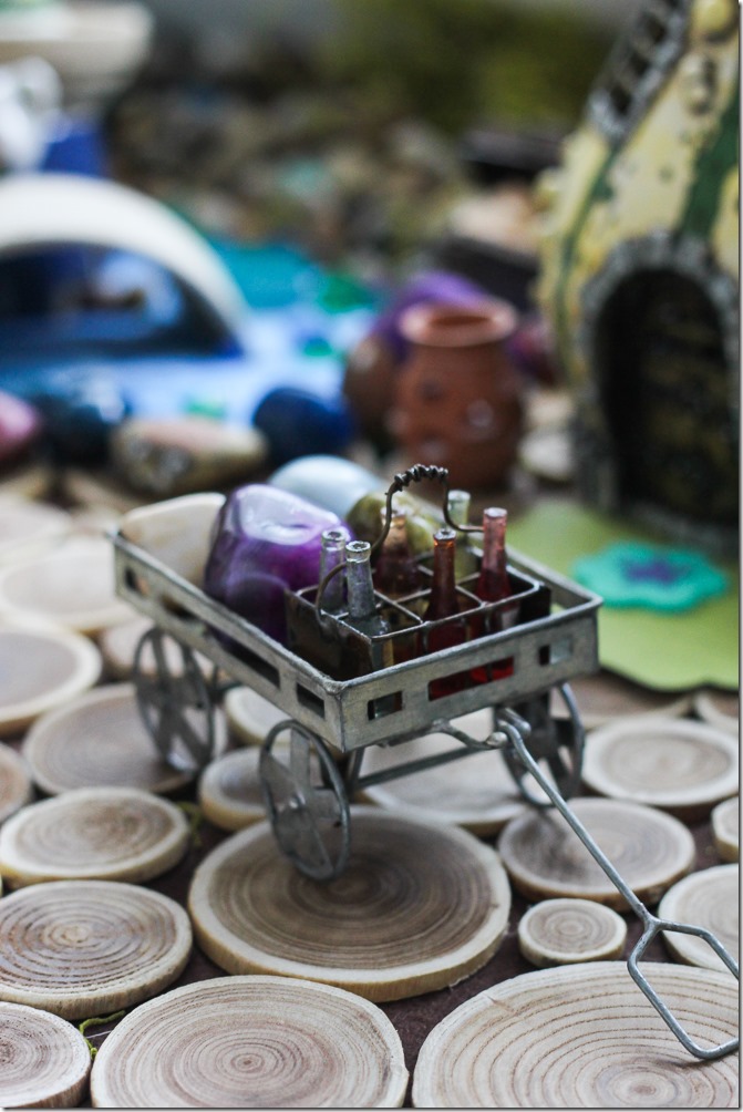 A drinking cart in my DIY Fairy Garden