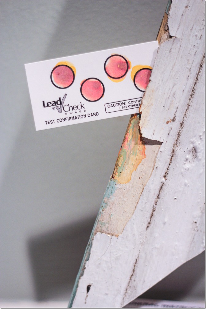 How to test chippy old wood for lead paint. You can see that there is some lead hiding in these paint chips!