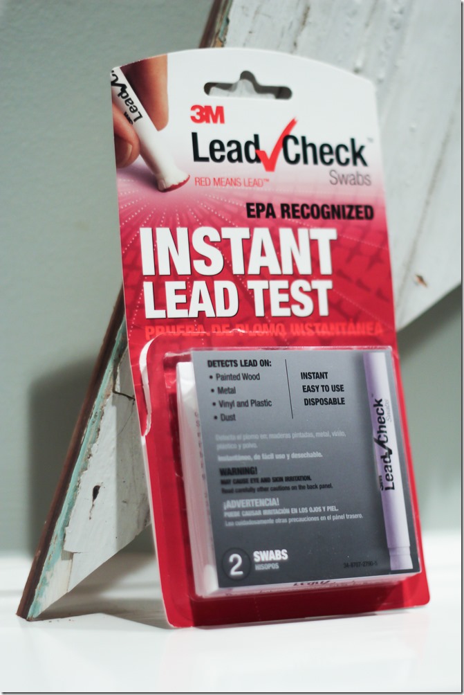 How to test chippy old wood for lead paint. Use this easy to use Instant Lead Testing kit to make sure there's no dangerous lead paint on your reclaimed wood decor.