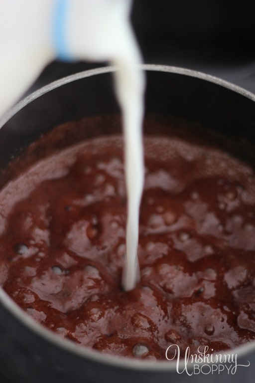 Homemade Hot chocolate boiling on stove