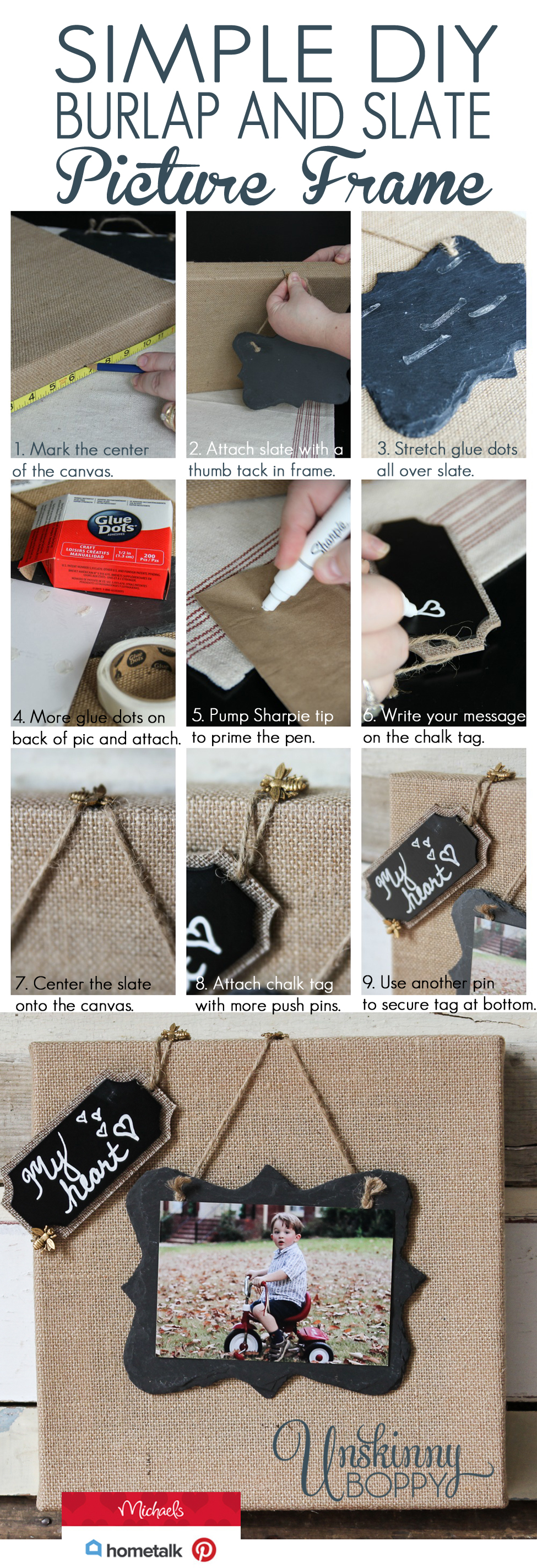 Simple Burlap and Slate Picture Frame