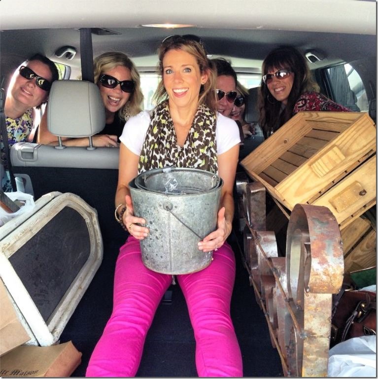 Packed into our van with all the girls and all of our Flea market finds!