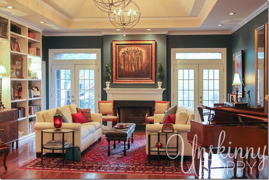 The living room in the home of Meryll and Dan Elkins in Nashville, TN