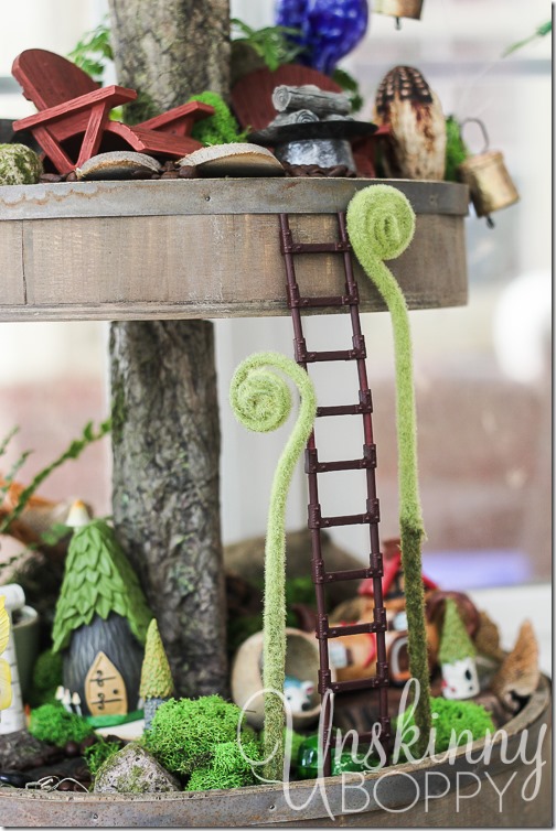 Woodland Fairy Garden from a Three Tiered Stand-8