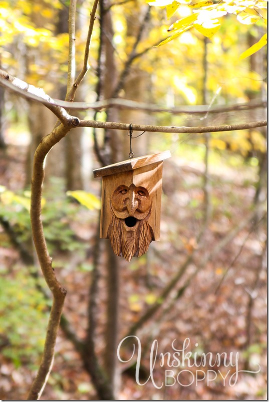 Blankenship Farms carved face in the woods