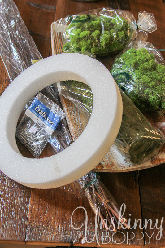 Supplies for Reindeer Moss Wreath