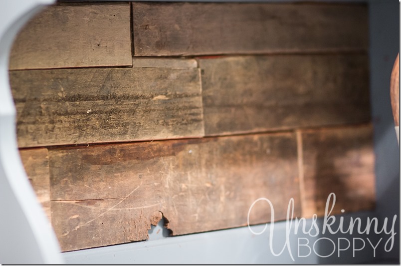 Reclaimed Wood on back of bookshelf