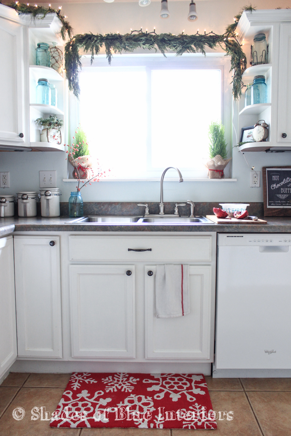 Kitchen decorated for Christmas