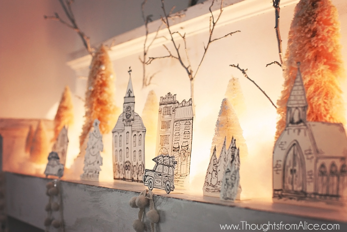 DIY-Free-Printable-Christmas-Village-with-Lights