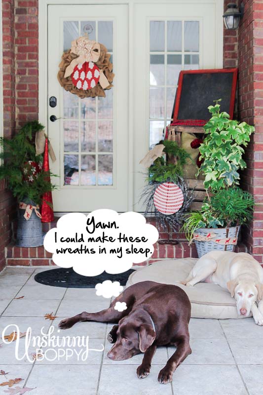 Simple DIY Evergreen wreaths for the Christmas porch