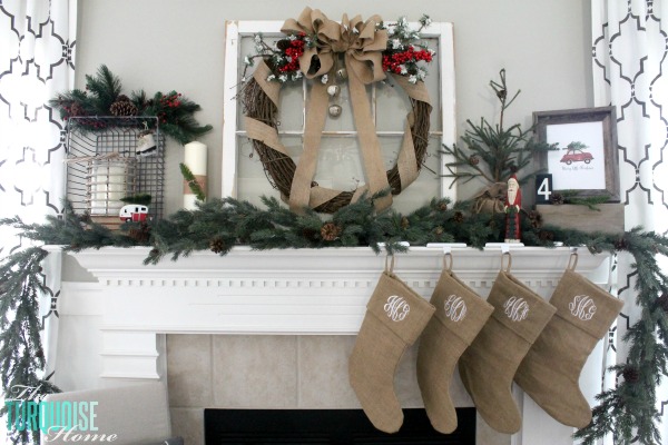 simple pretty Christmas mantel