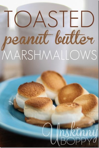 Peanut butter marshmallow on a cracker