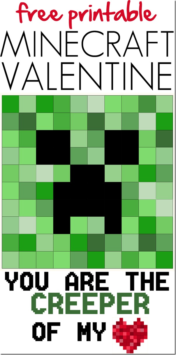 free printable minecraft valentine