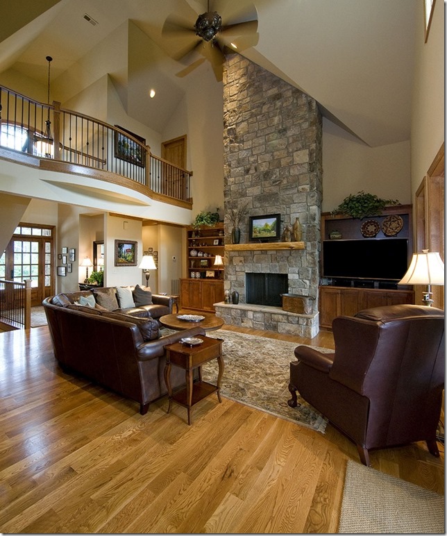 Rock Fireplace vaulted ceilings