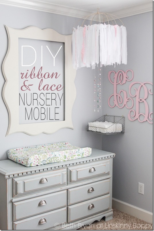 DIY Baby Nursery Mobile ribbon&lace