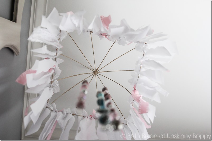 DIY nursery mobile with lace and ribbon-8