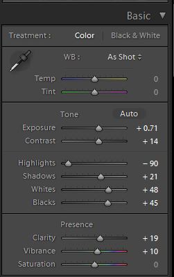 Lightroom settings