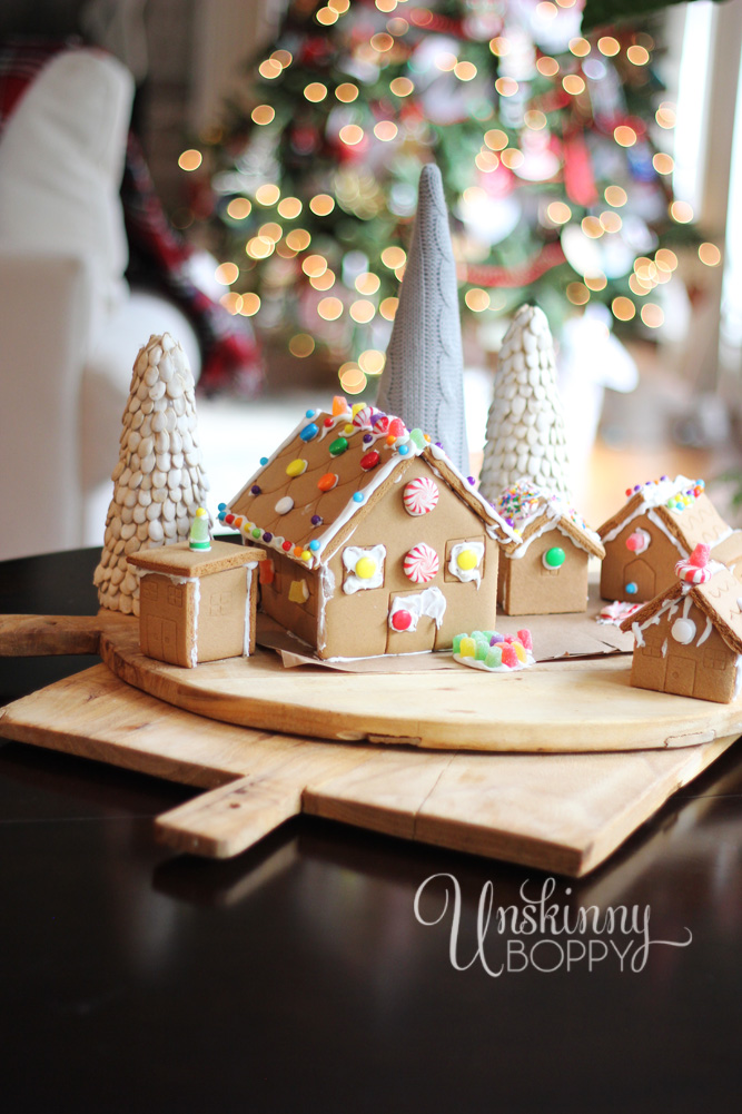 gingerbread houses on breadboard