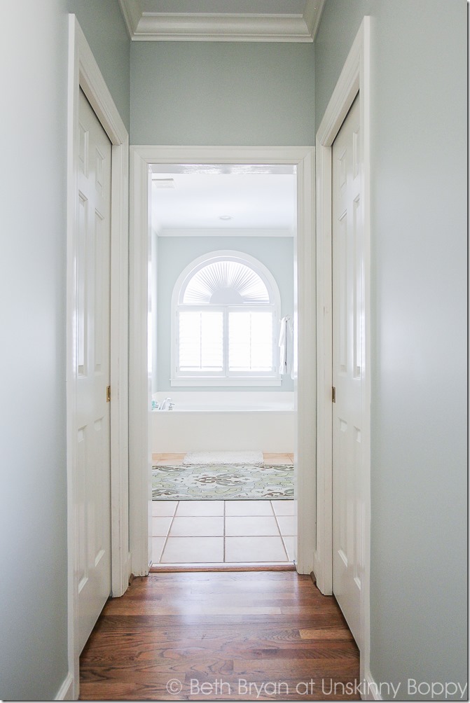 Pretty bedroom with Silver Sage paint