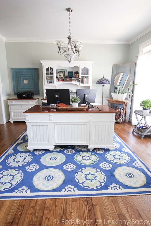 Home Office with blue rug