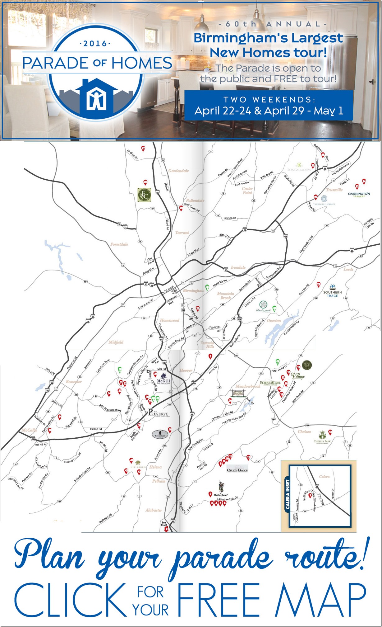 2016 Birmingham Parade of Homes Driving Map