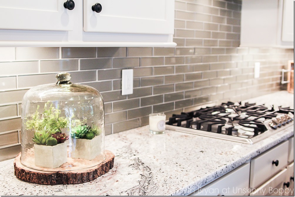 dark grey subway tile in kitchen