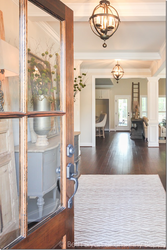 3/4 glass wood front door foyer entry