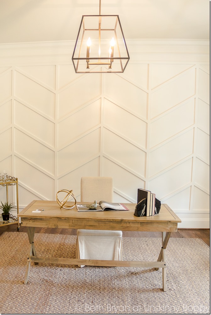 #herringbone wall treatment in a home office #wallideas