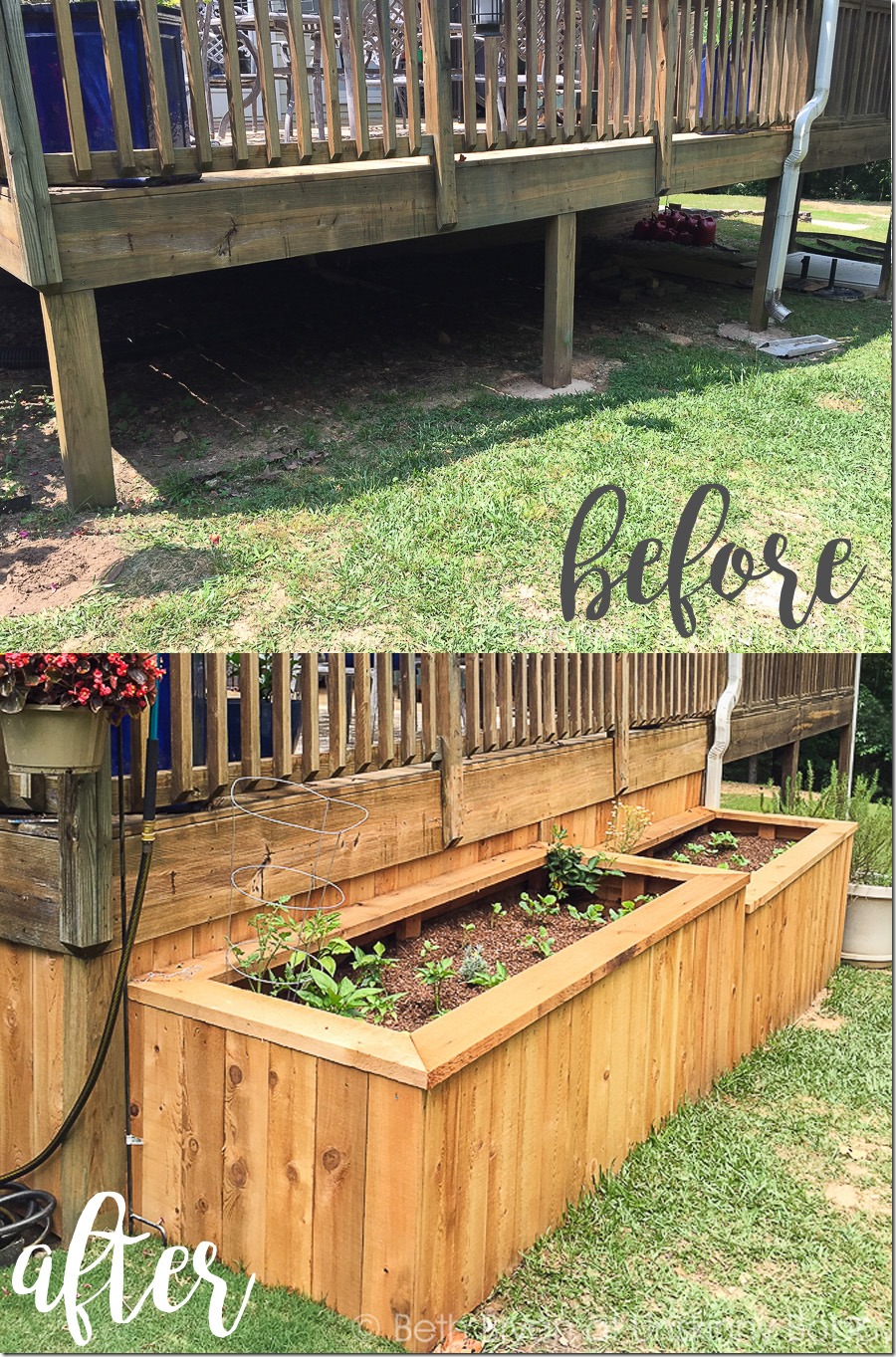 Raised Garden Beds enclosing back porch