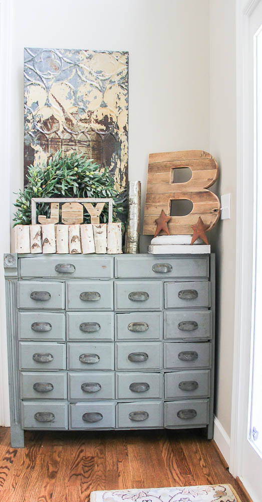 antique blue apothecary cabinet