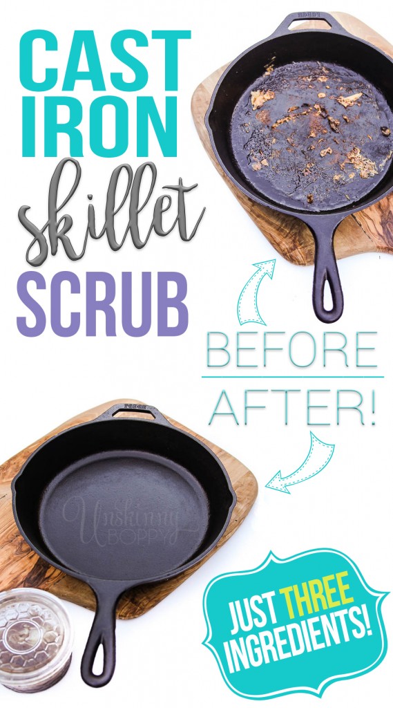 cast iron skillet scrub before and after
