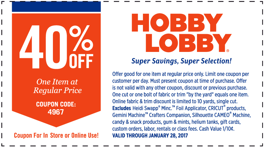 hobby lobby 40% off