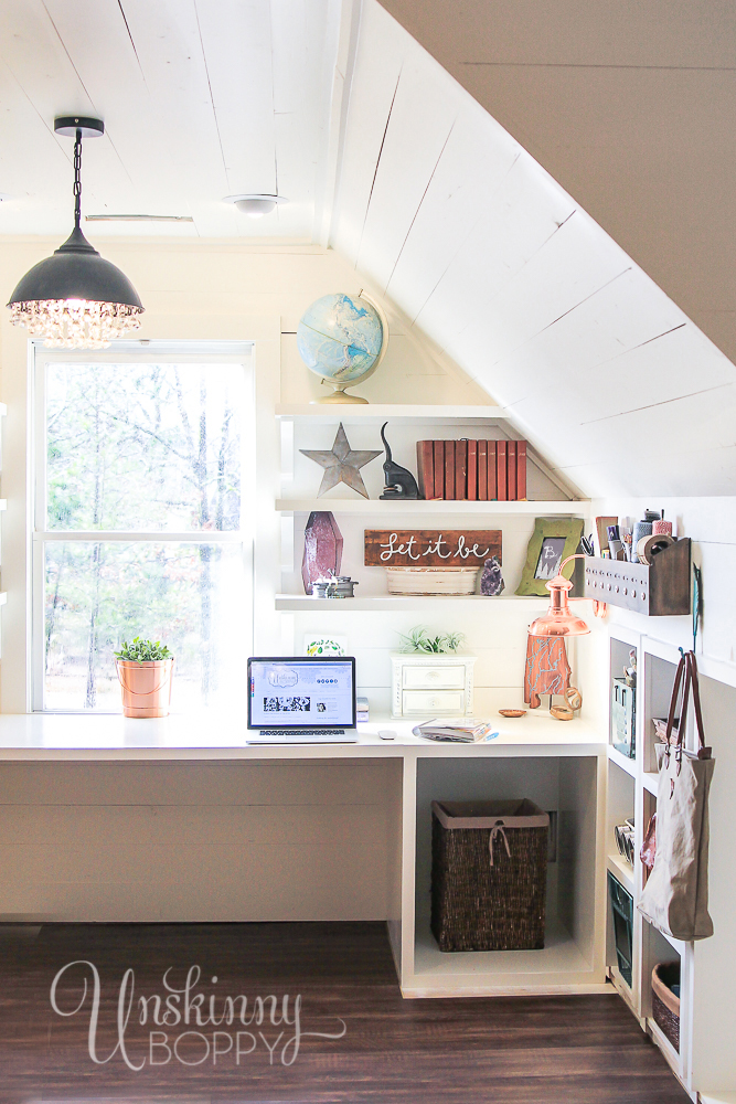 Craft room tour in a small attic space with creative storage solutions