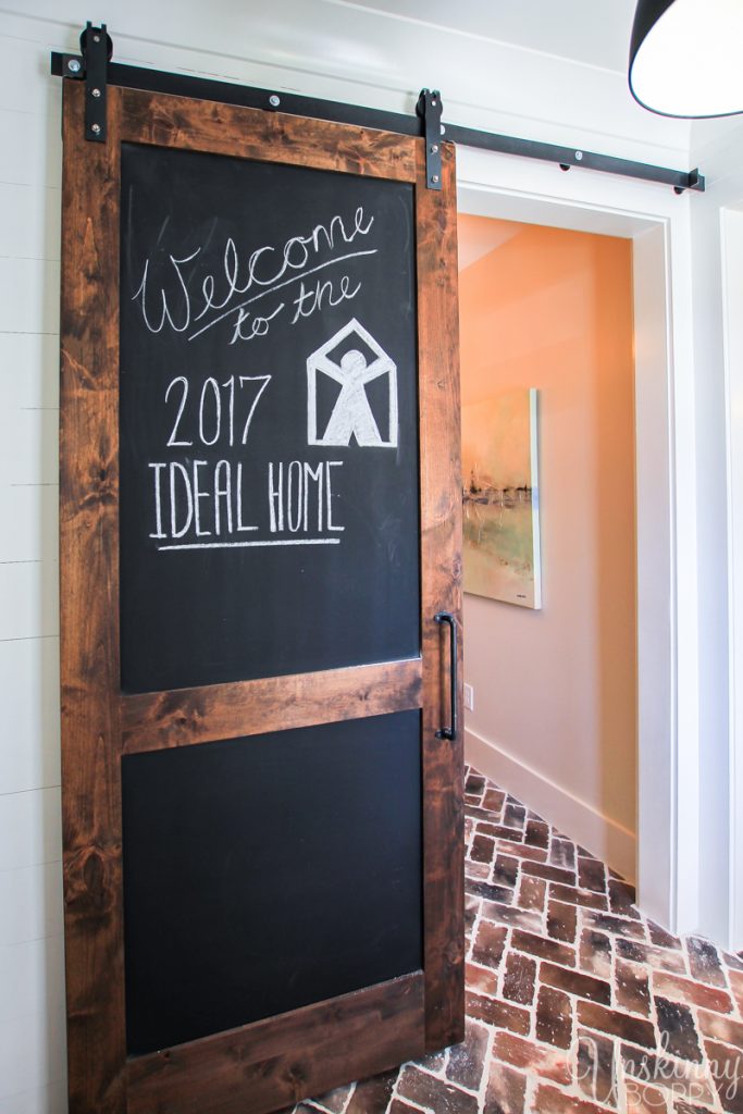 Barn door with chalkboard paint