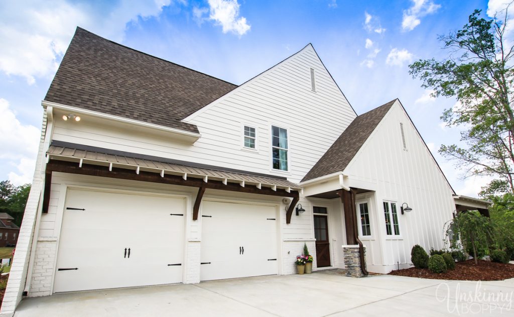 Garage on modern farmhouse